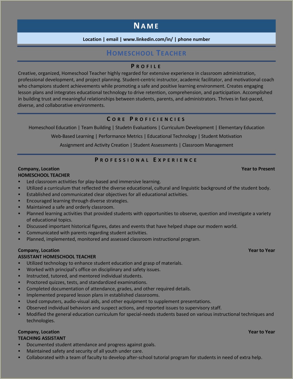 Home School For Your Job Resume