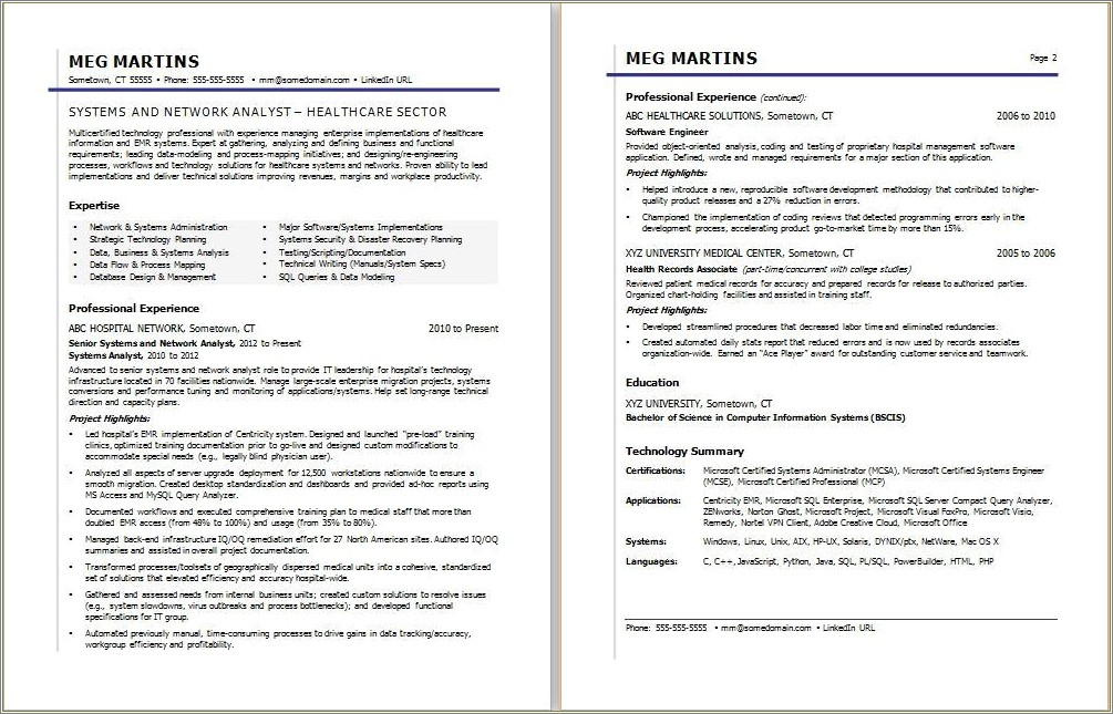 Hospital Career Center Resume Example Word Document