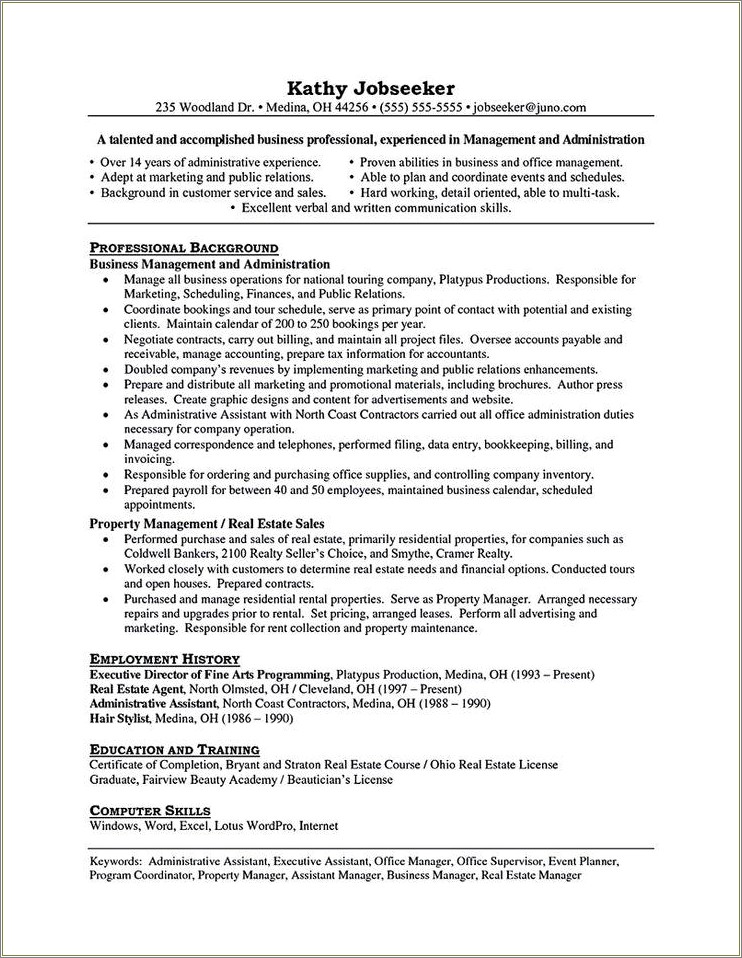 House Sales Administration Officer Resume Samples