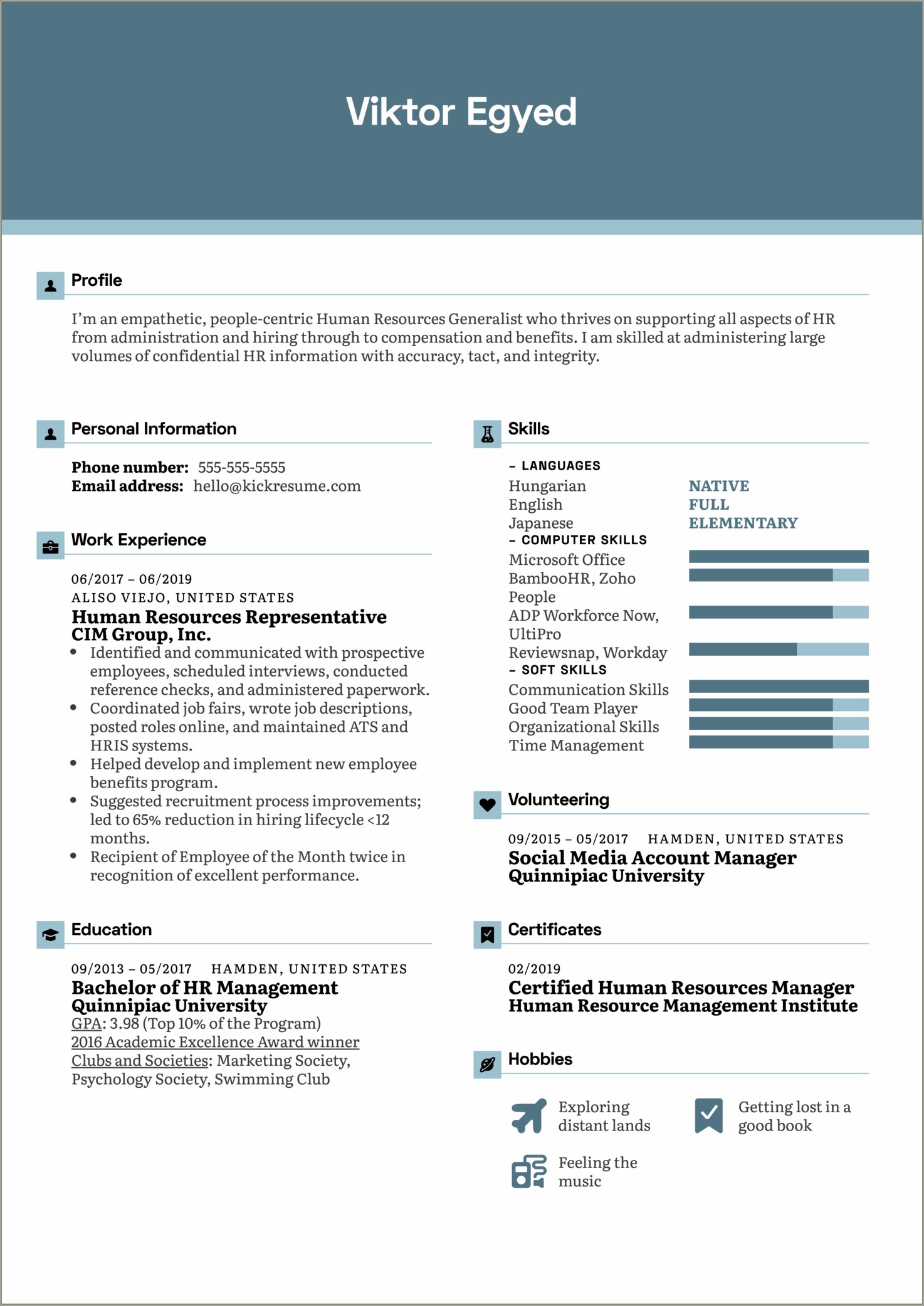 Hr Generalist Job Duties Sample For Resume