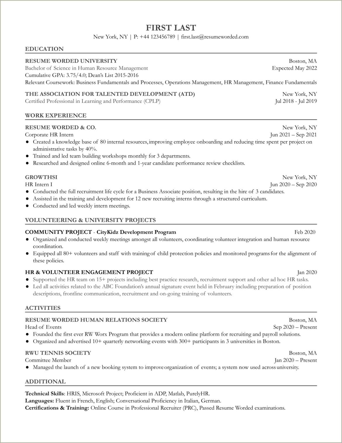 Hr Generalist Resume With 2 Years Experience