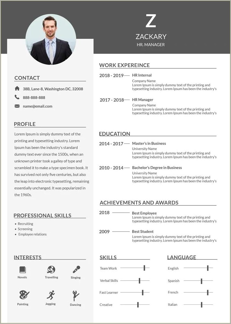 Hr Manager Resume Word Format India