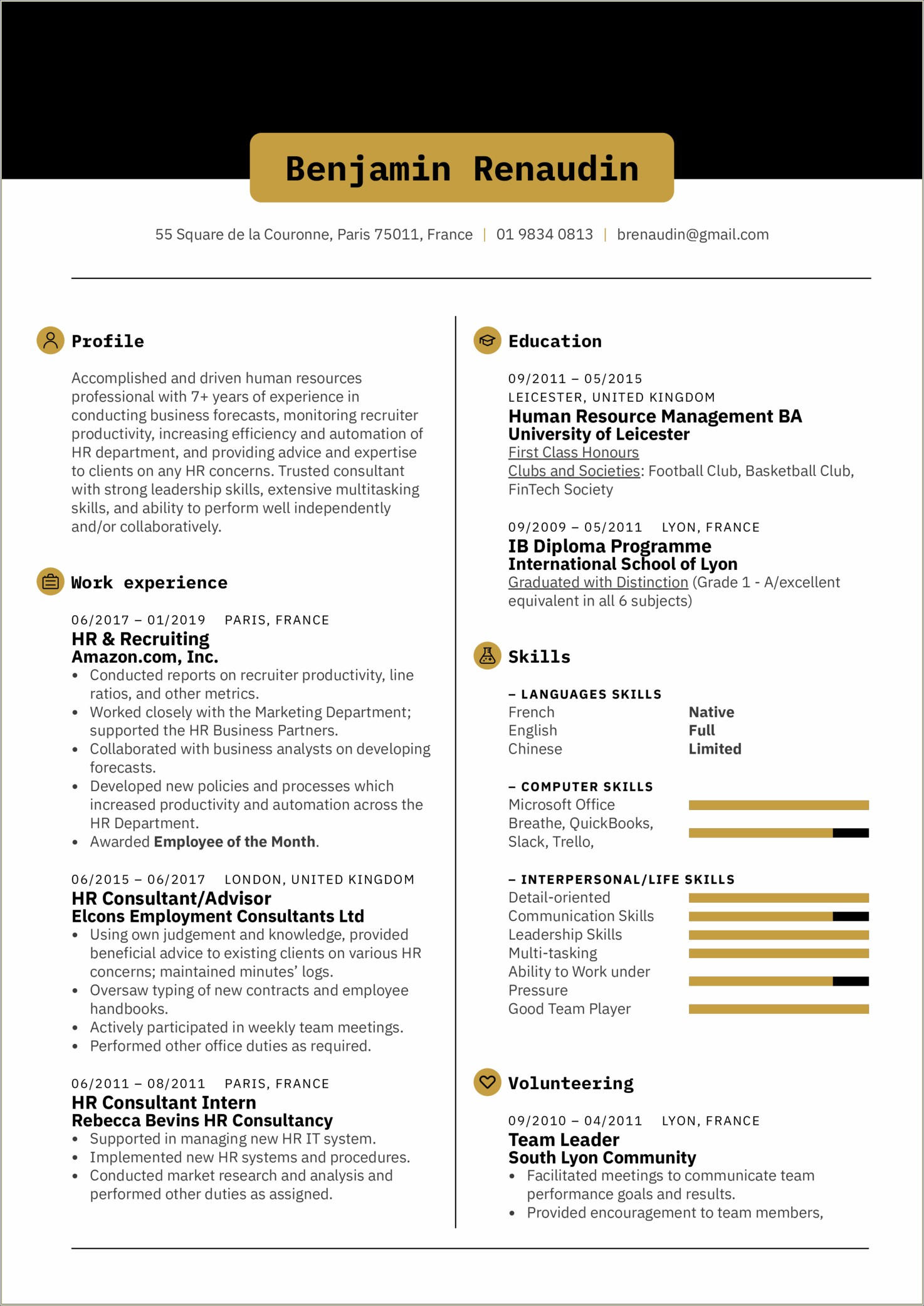 Hr Recruiter 1 Year Experience Resume