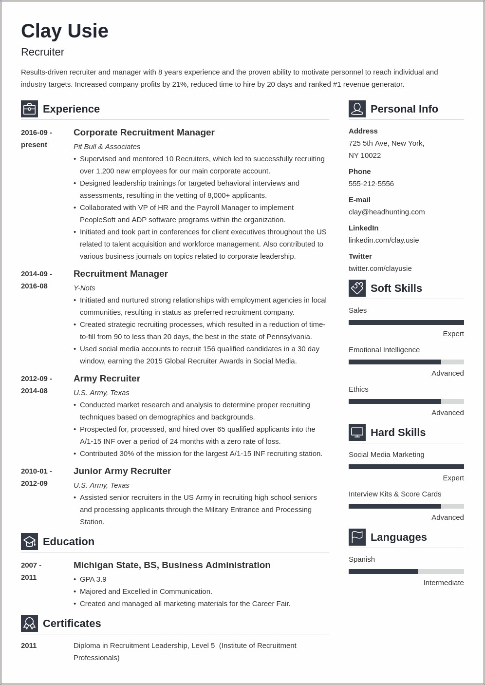 Hr Recruiter Resume For 2 Year Experience