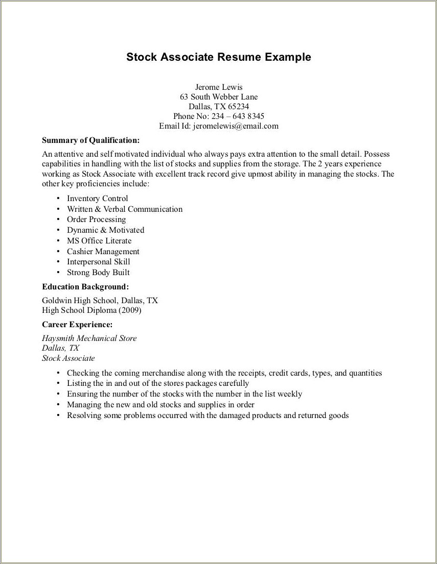 Hr Resume No Experience But Education Background