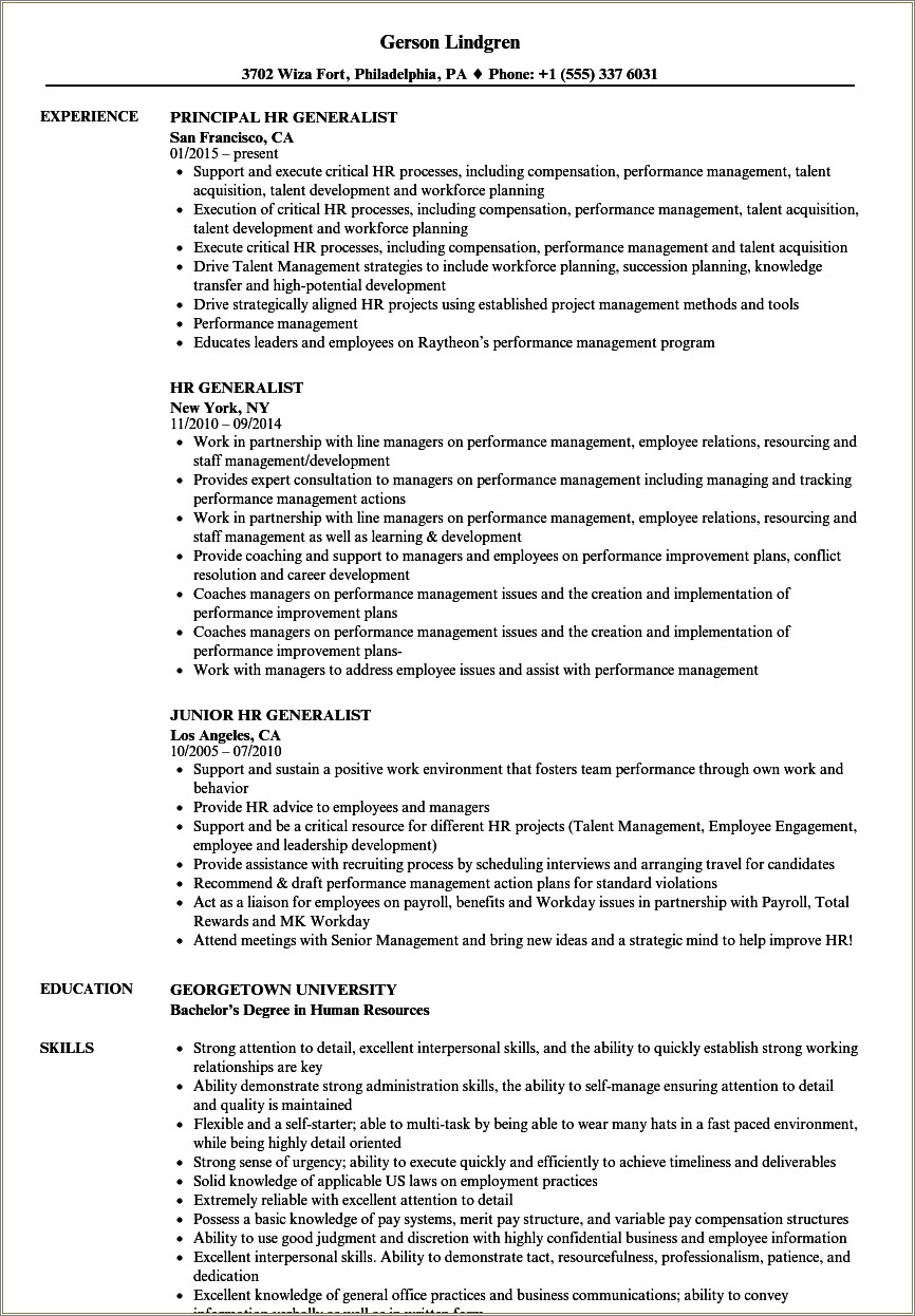 Hr Resume With 1 Year Experience