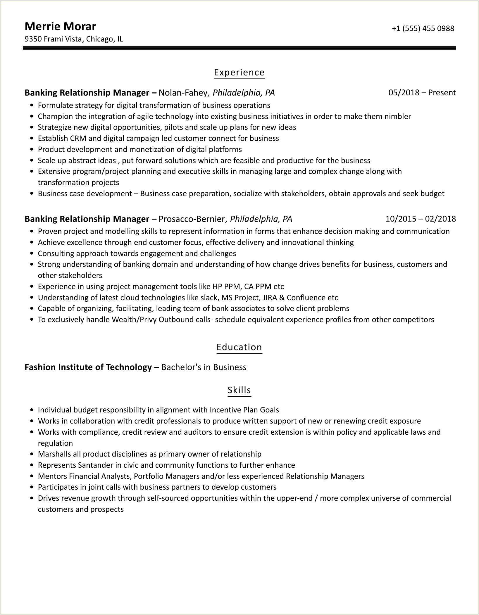 Hsbc Retail Management Job Description Resume