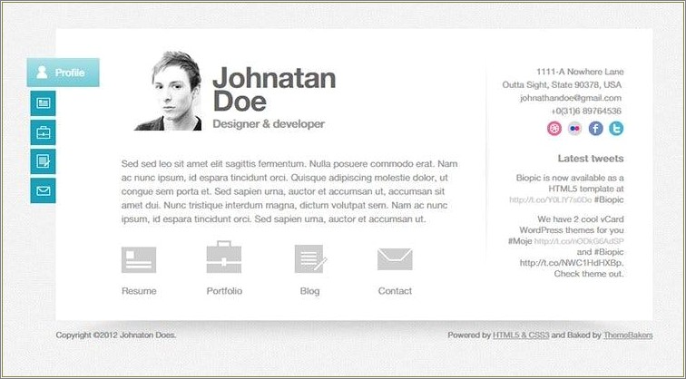 Html And Css Cv Resume Templates