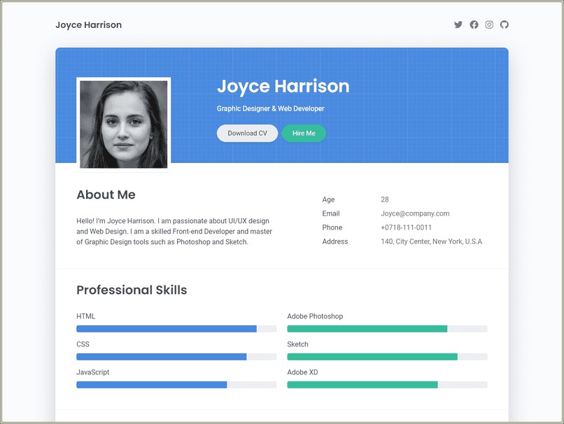 Html Resume Template With Html Tags