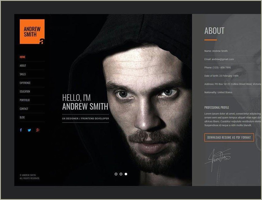 Html5 Responsive Resume Template Free Download