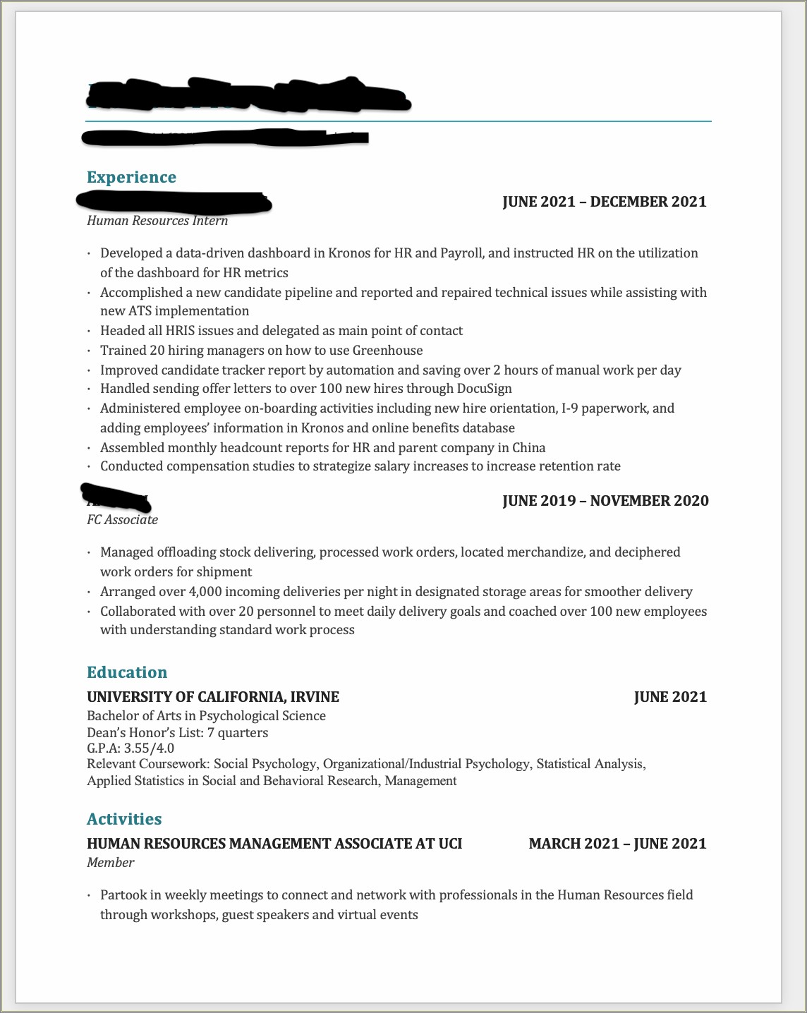 Human Resource Assistant Job Duties Resume