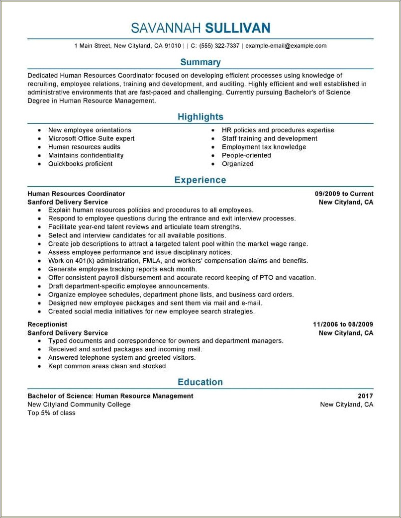 Human Resources Entry Level Resume Objective