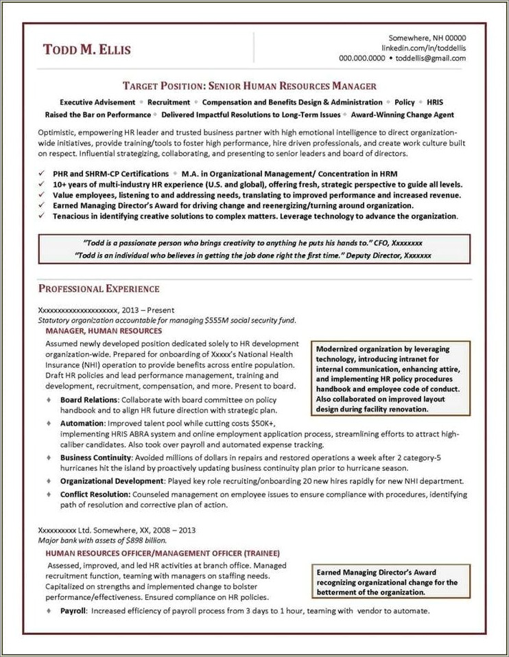 Human Resources Manager Resume Examples Free