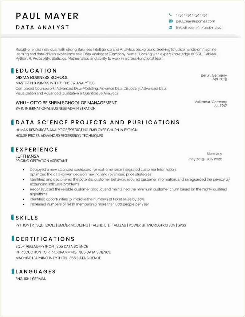 Human Resources Sample Resume Entry Level Coursework