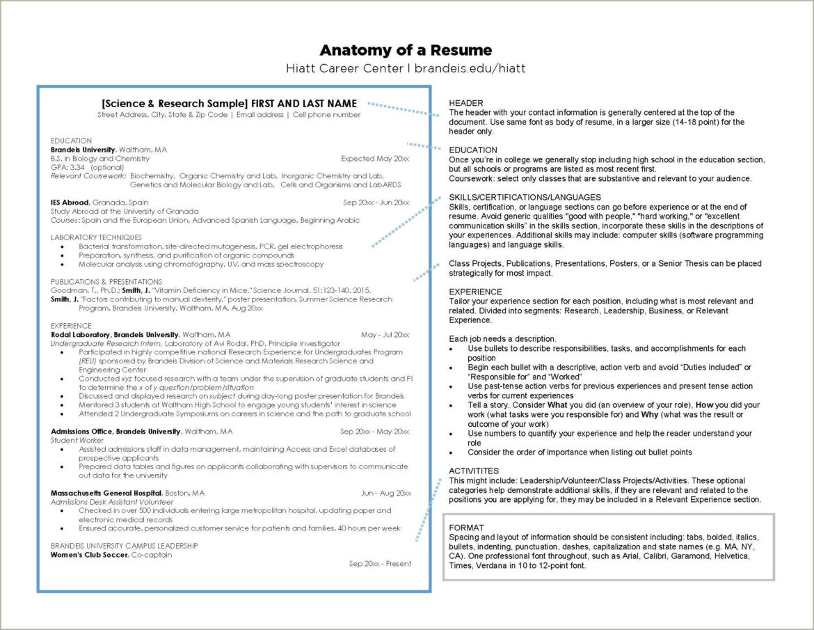 Hwo To Include Lab Work In Resume