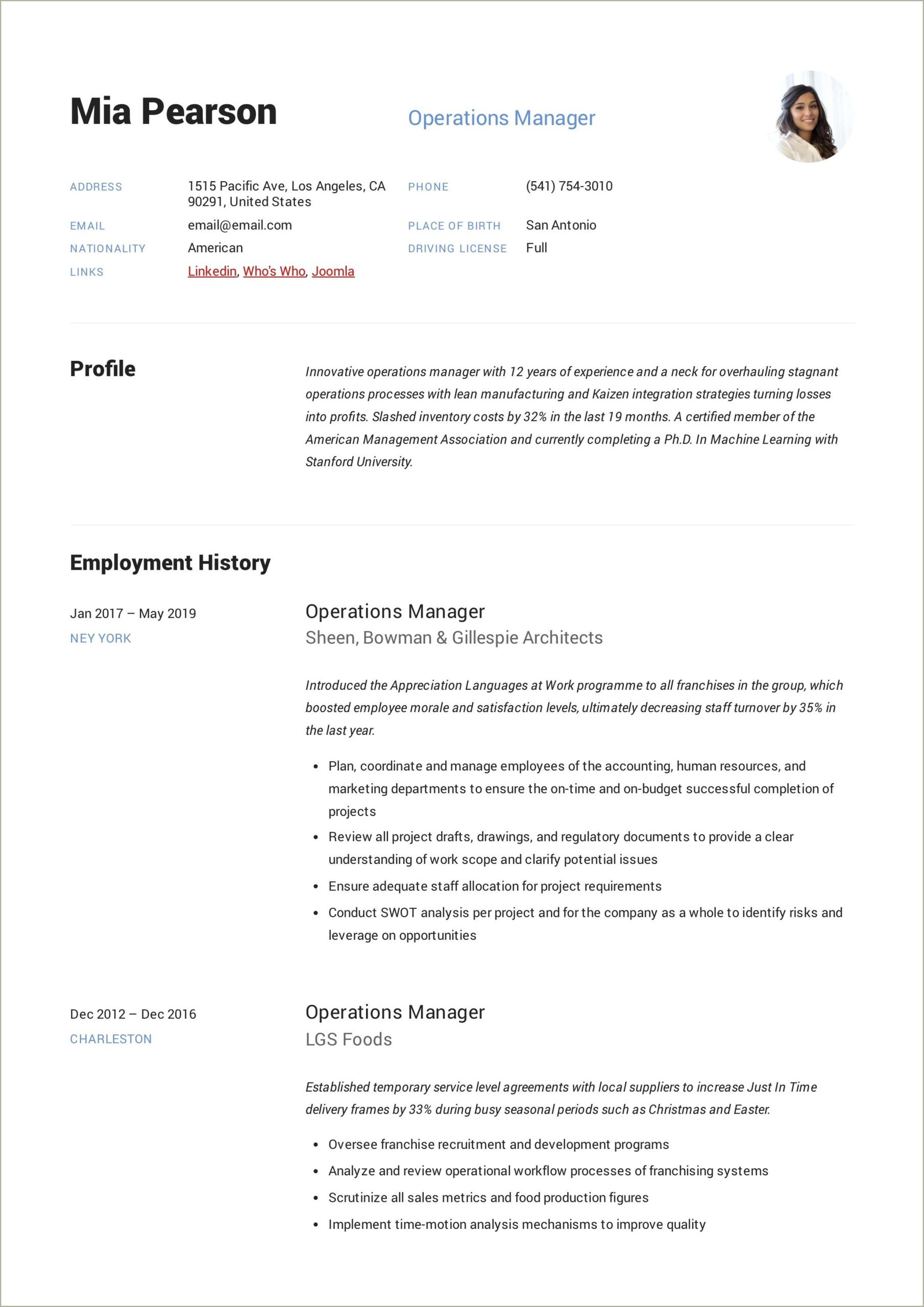 Hybrid Resume Example For Property Manager
