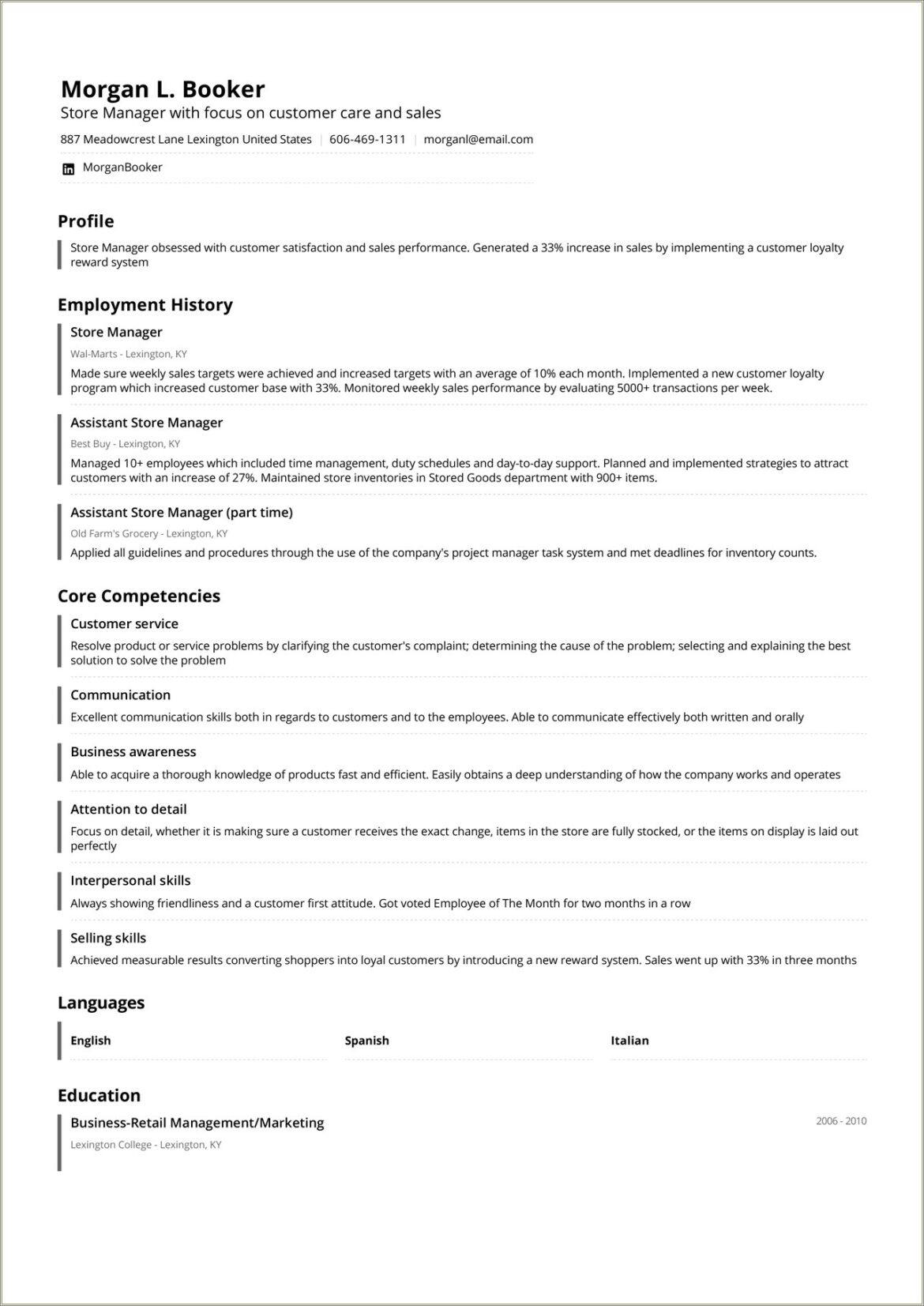 Hybrid Resume Example Part Time Job