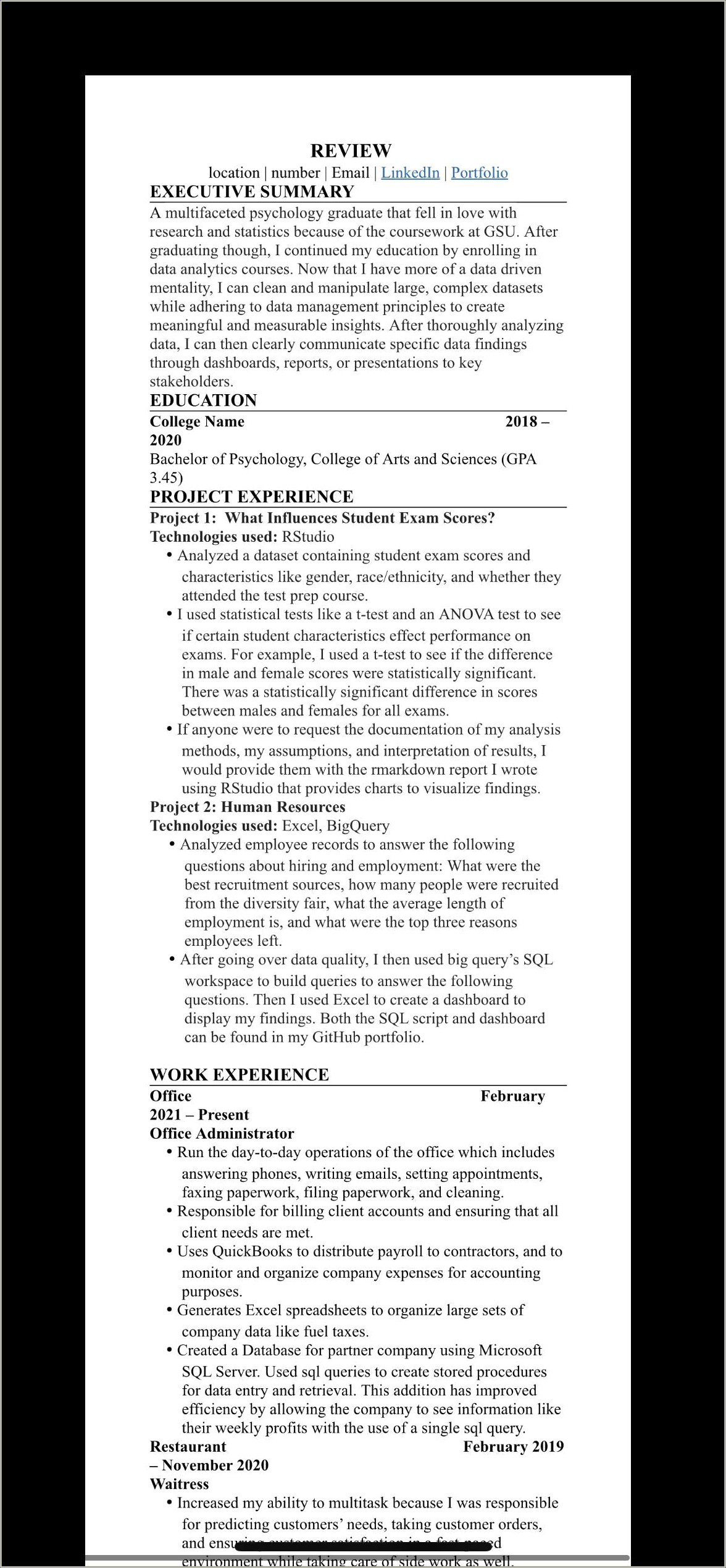 I Need A Really Good Resume