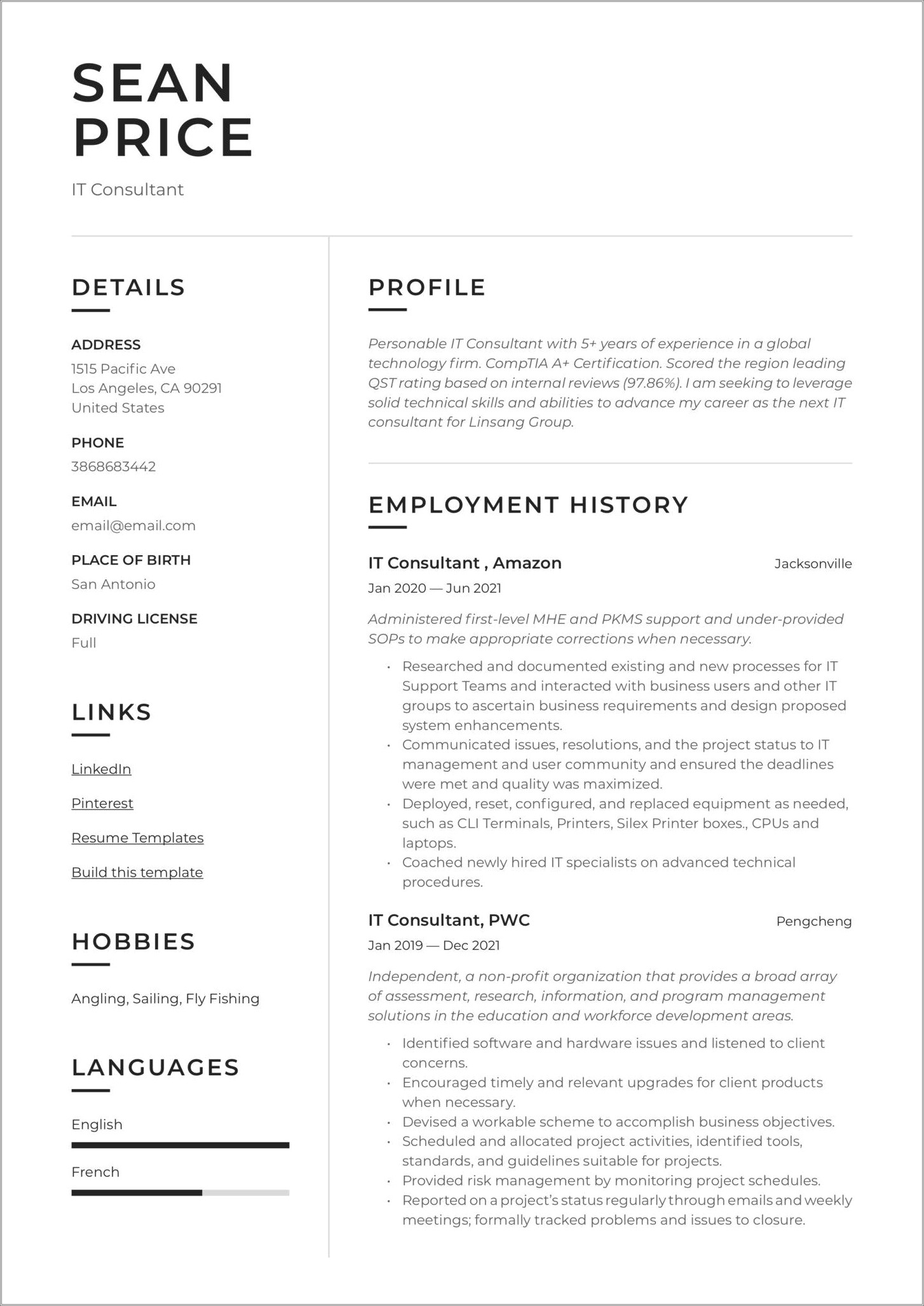 I Need A Simple Resume Template