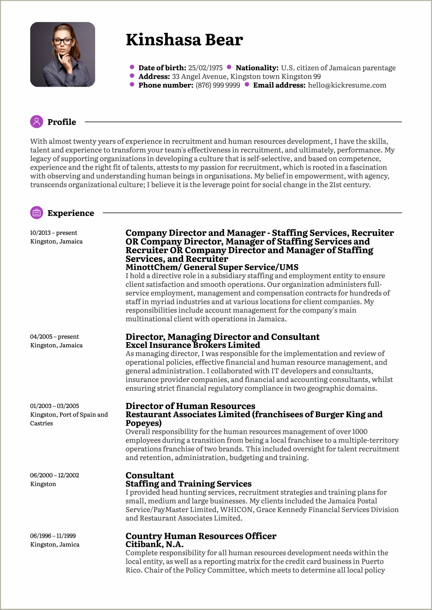 I Was Responsible For Resume Sample