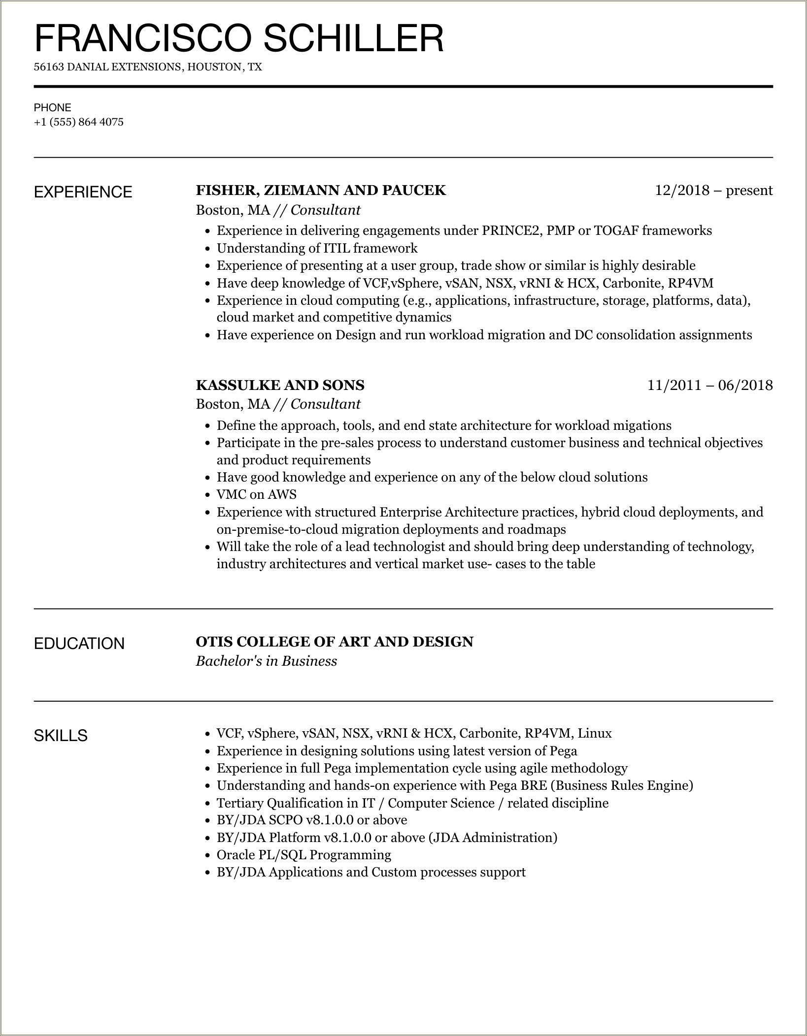 Ibm Consultant Resume With Outside Consulting Experience