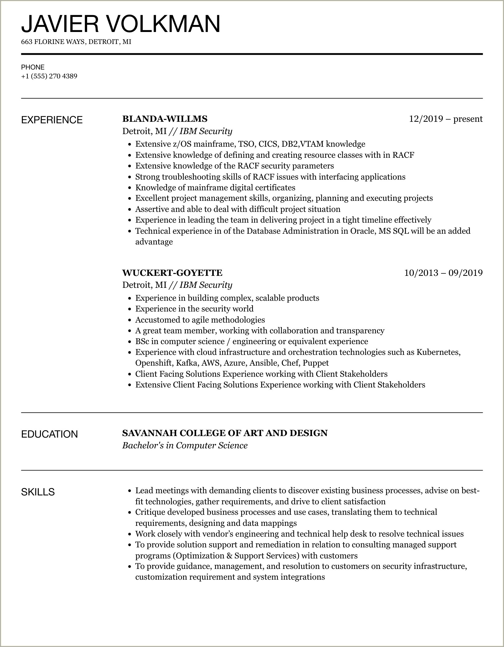 Ibm Ssr Job Description For Resume