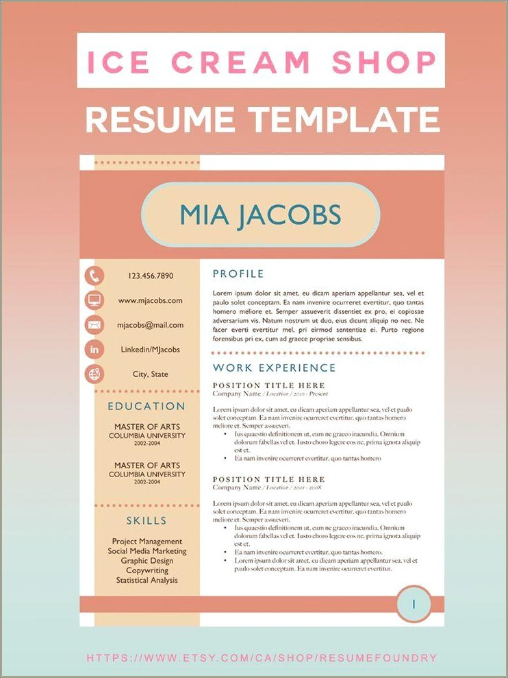 Ice Cream Shop Job Description For Resume