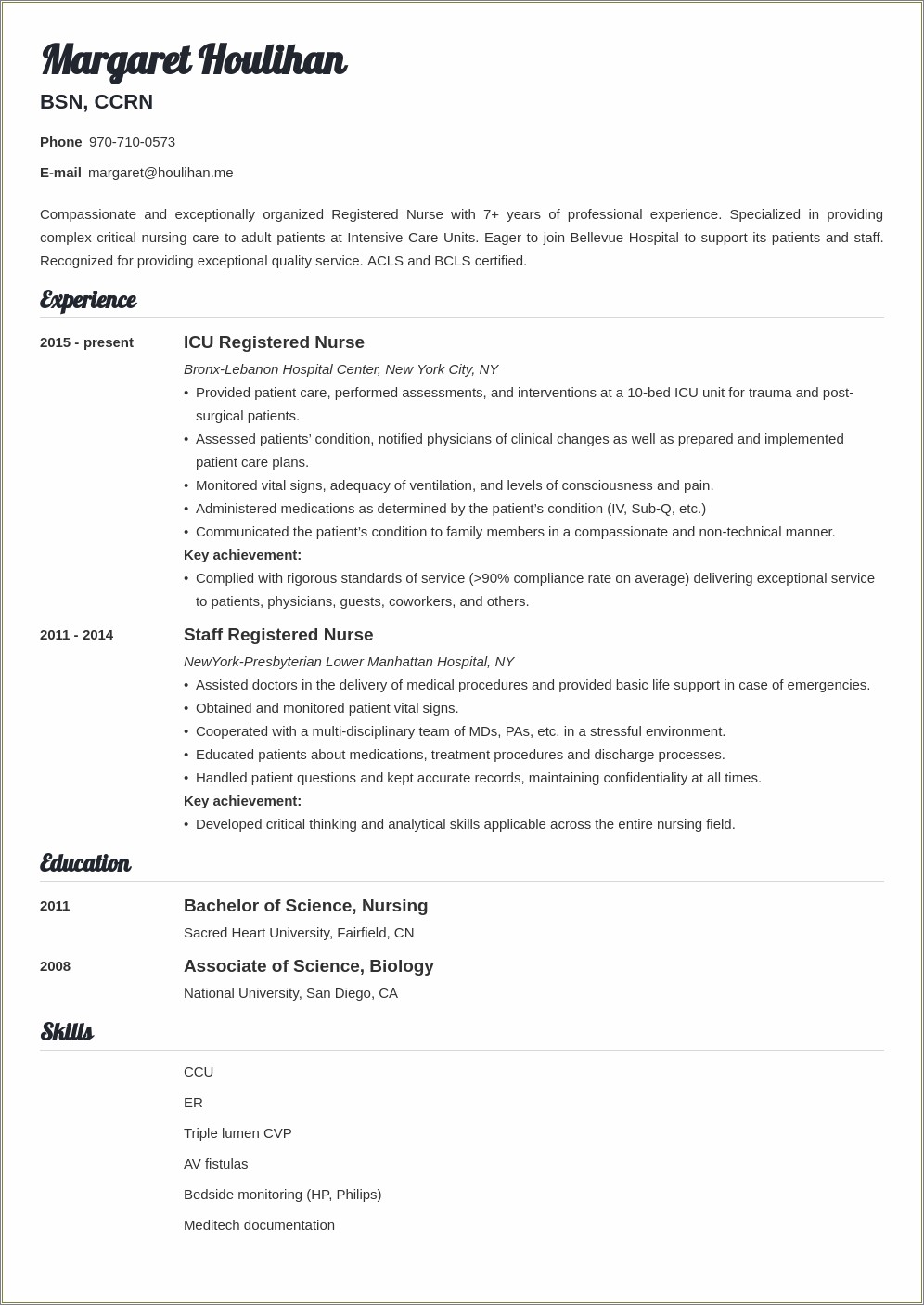 Icu Registered Nurse Resume Job Description