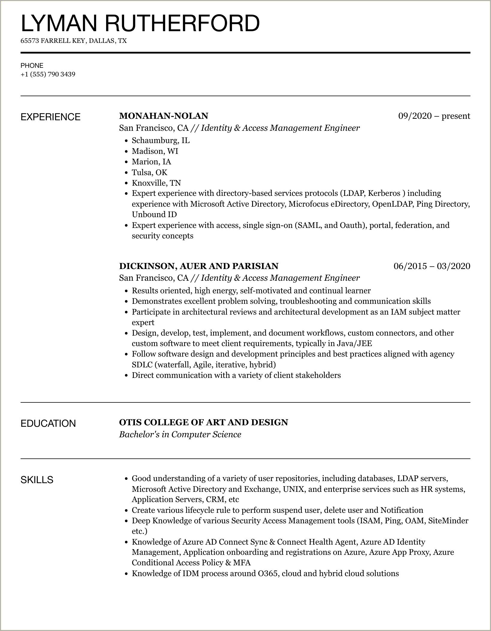 Identity And Access Management Achievement In Resume