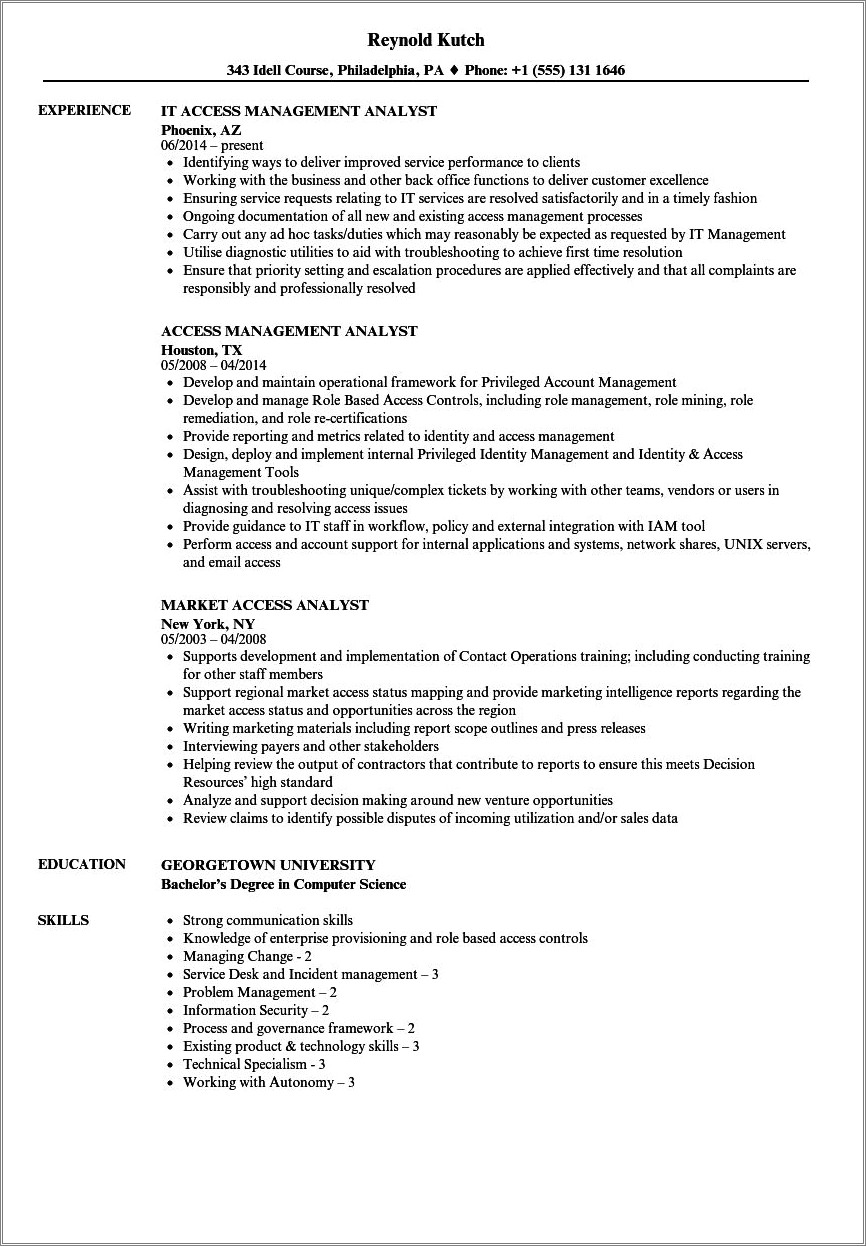 Identity And Access Management Technical Analyst Resume