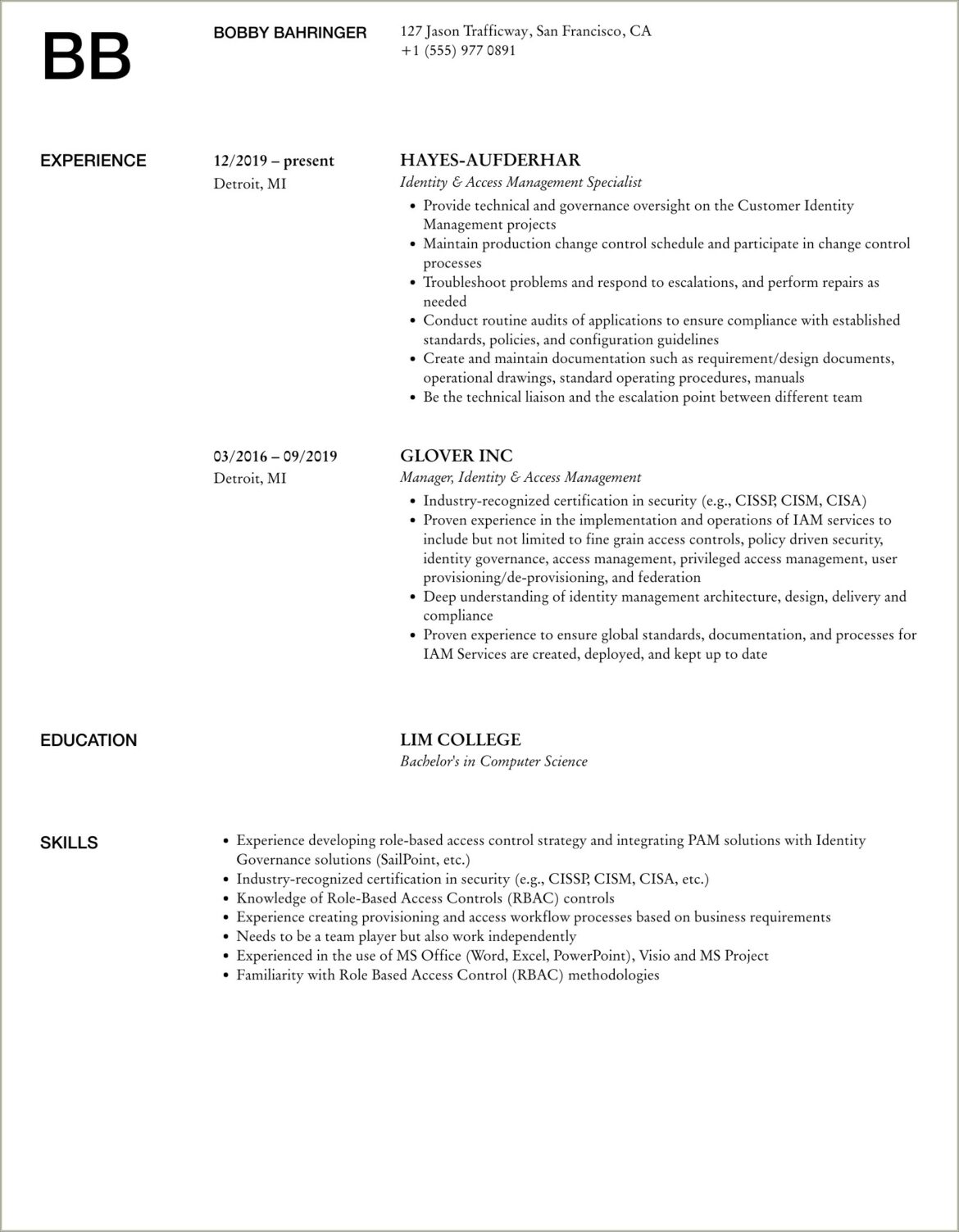 Identity Management Suite Middle Tier Admin Resume