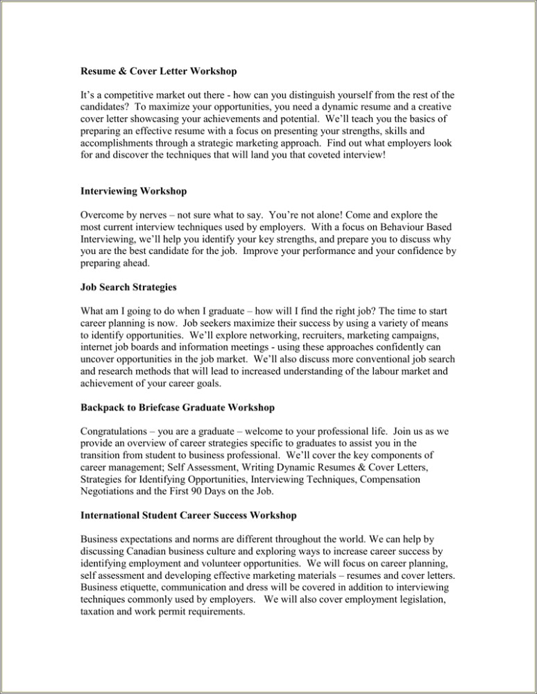 Improving Your Resume And Cover Letter