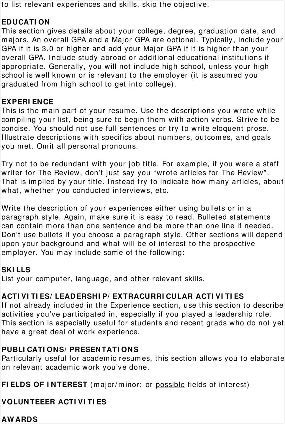 Include High School Activities On Resume