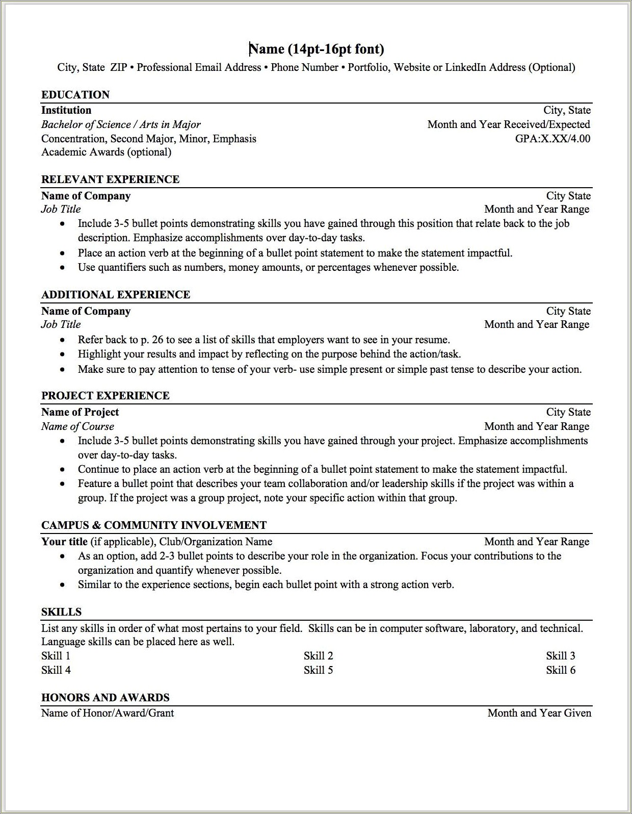 Include Major Field In Resume Cv Example