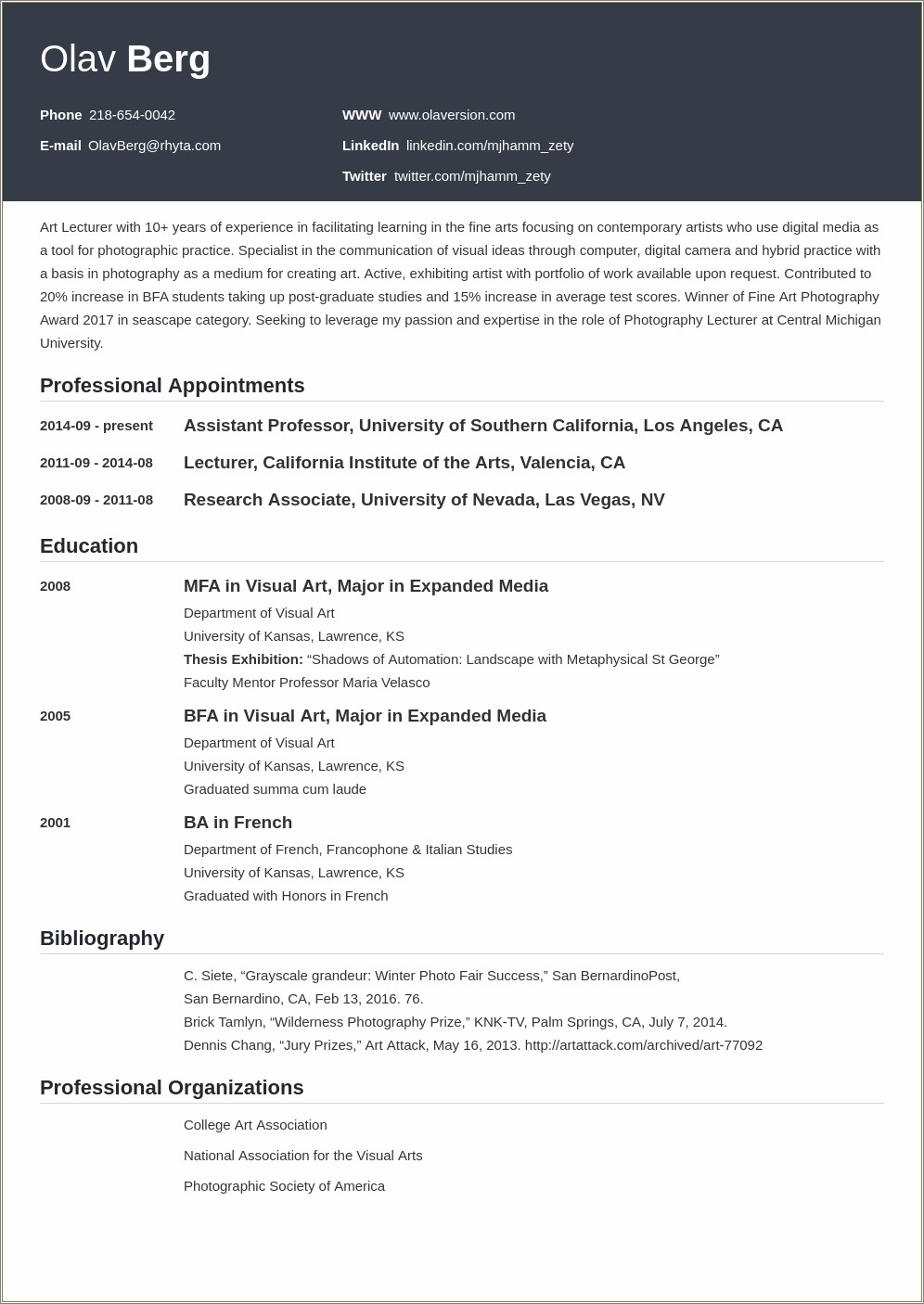 Including Art Examples In Artist Resume
