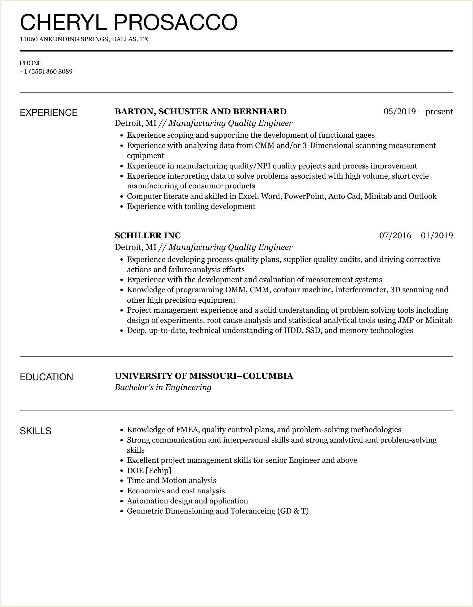 Indeed Sample Resume For Quality Engineer