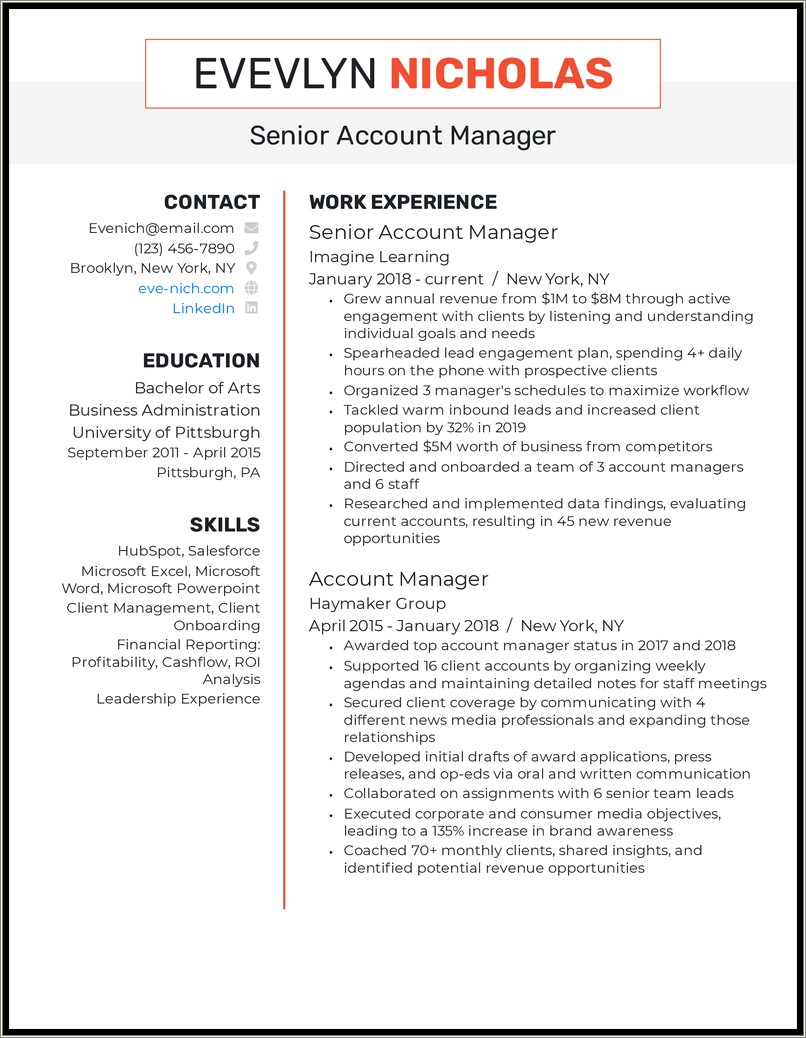 Individual Skills For Resume Account Manager