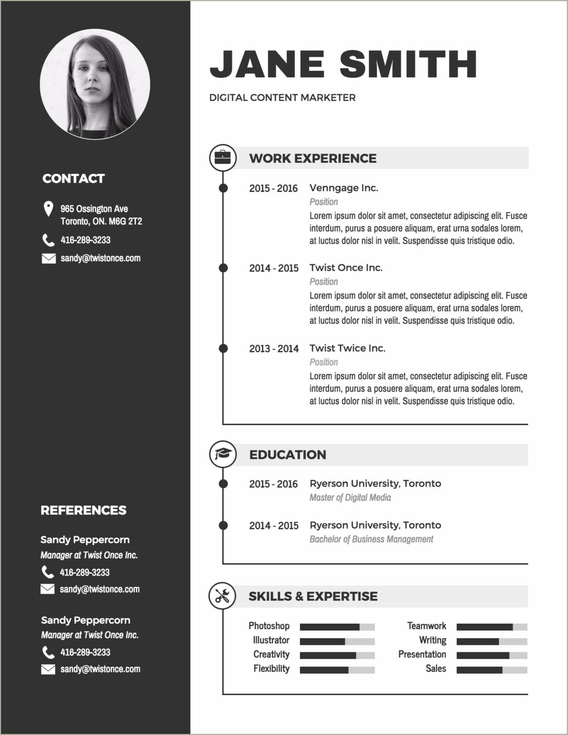 Infographic Resume Template For Freshers Download Free