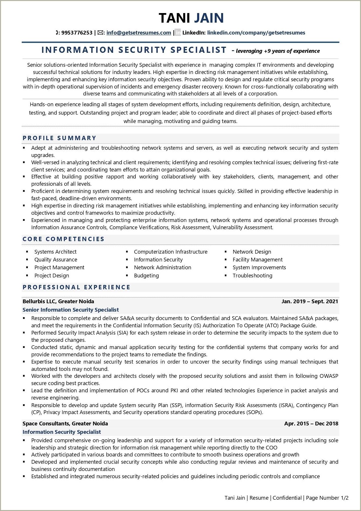 Information Security Risk Manager Resume Templates