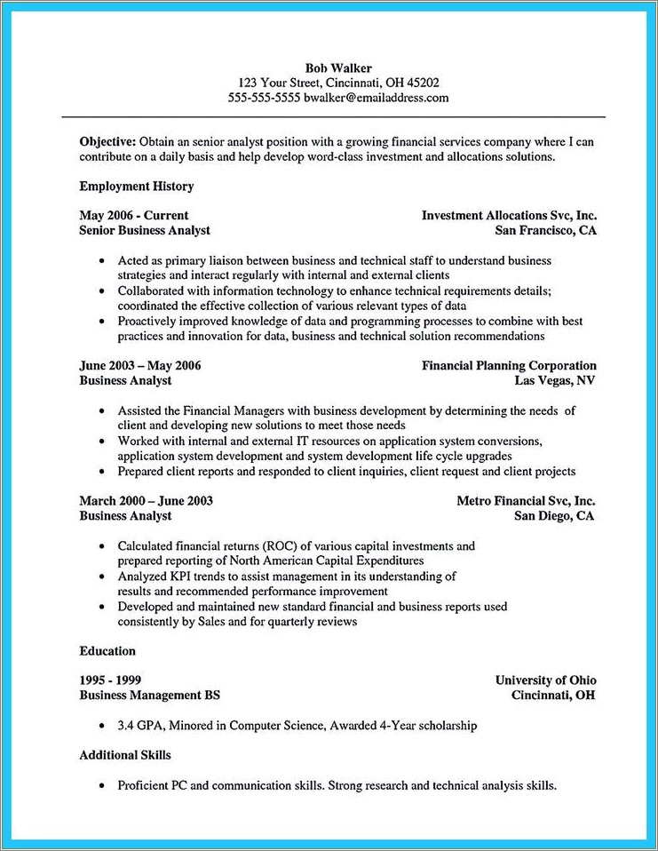 Information Technology Career Summary Resume Example