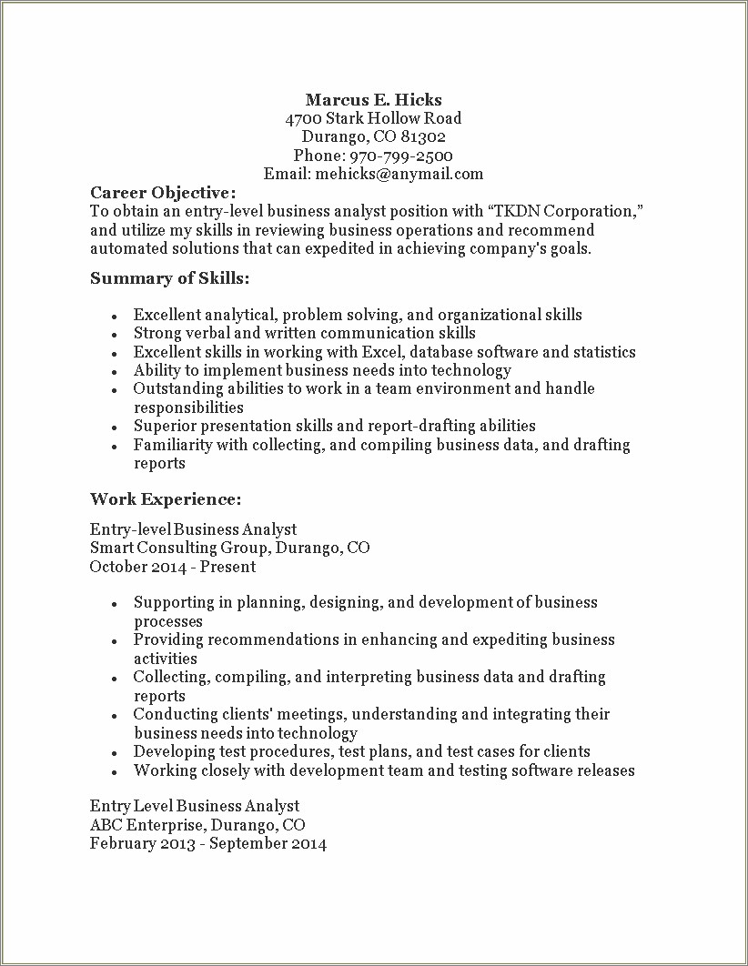 Information Technology Entry Level Resume Examples With Excellence