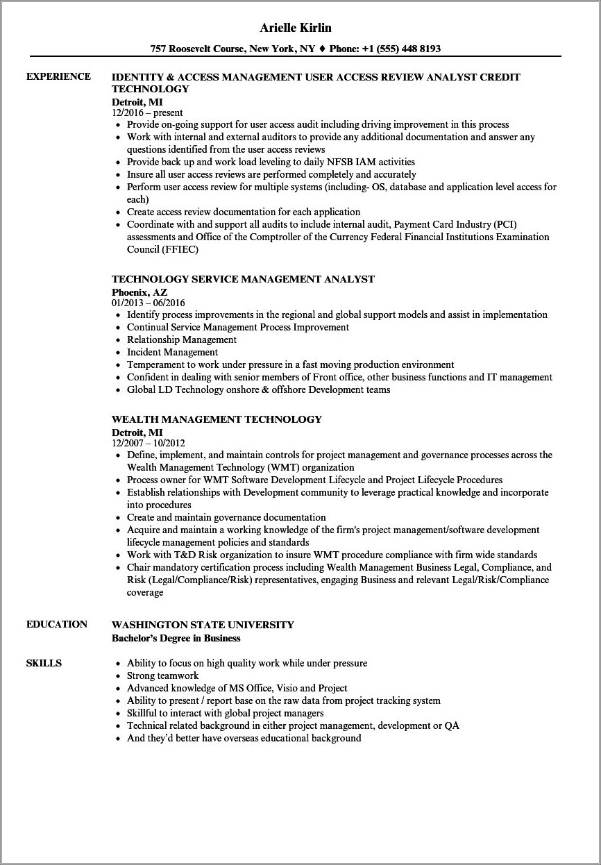 Information Technology Graduate Student Resume Sample