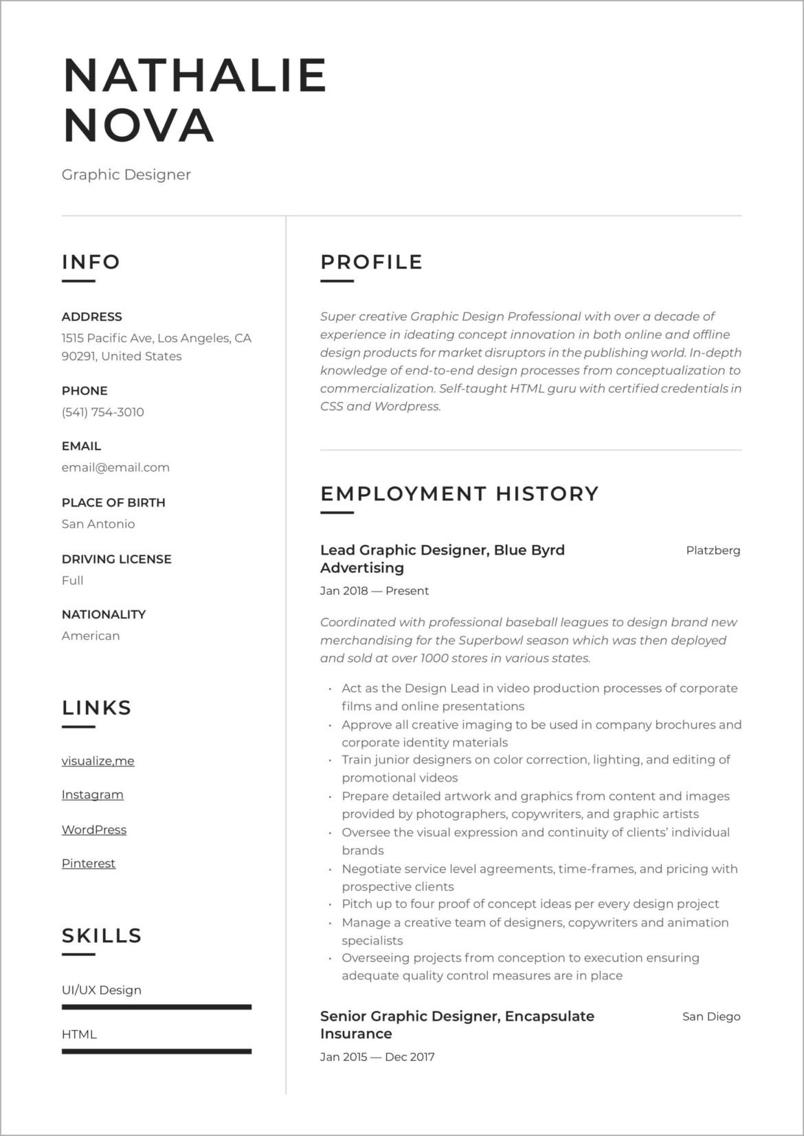 Information To Put On Graphic Design Resume