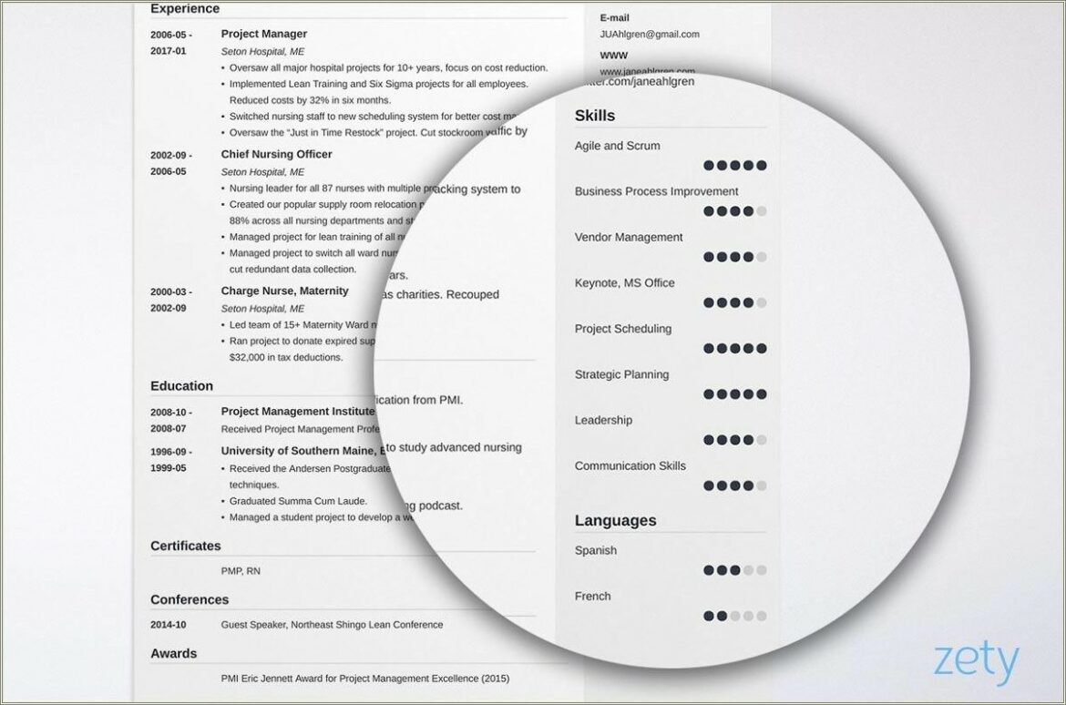 Insert Rating Into Resume For Skills