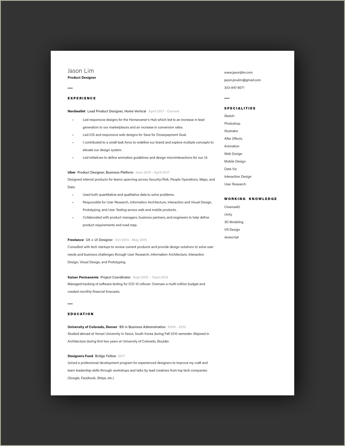 Inspirational Resume Examples For Creative Director