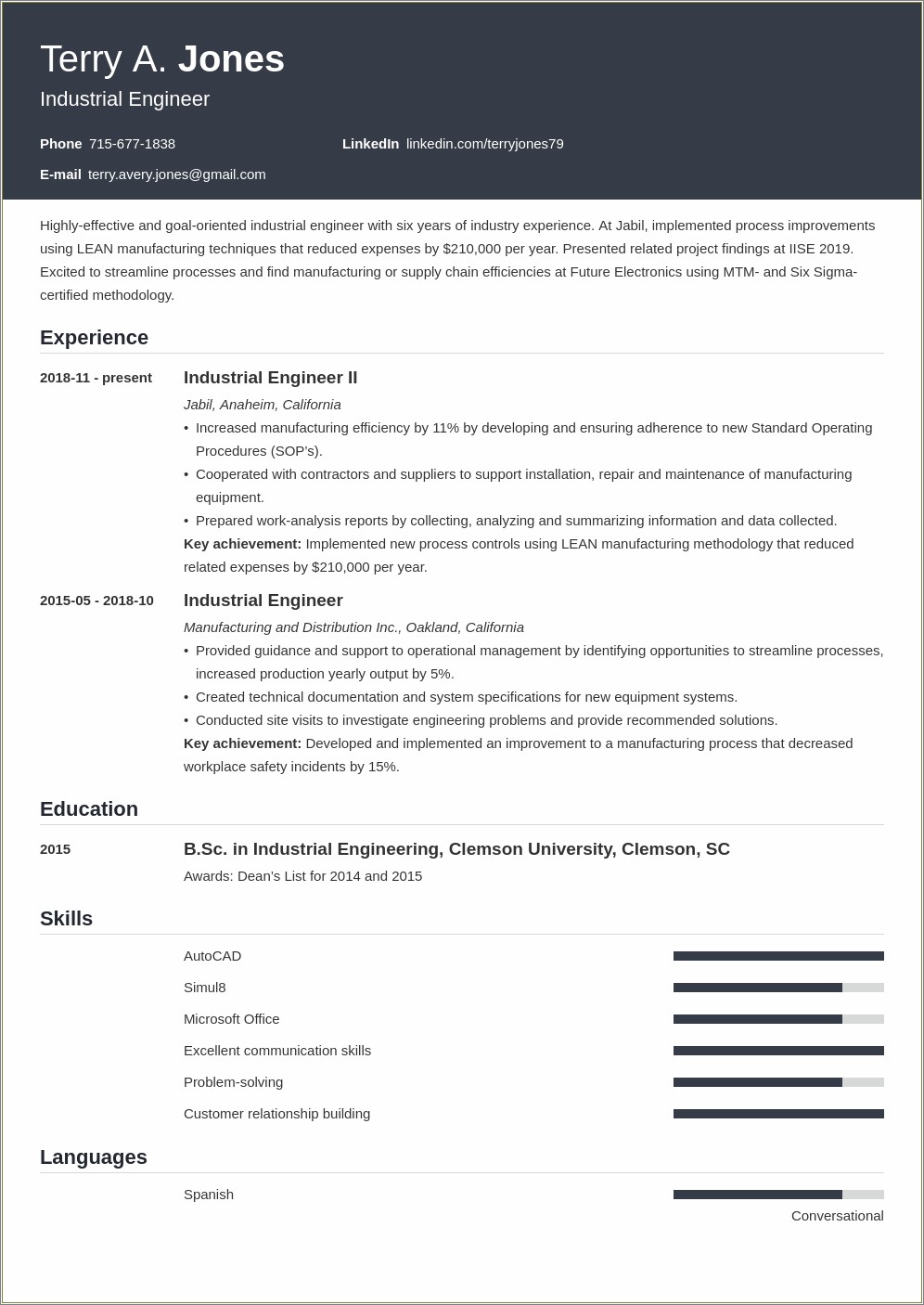 Interested In Manufacturing And Industrial Systems Resume Summary