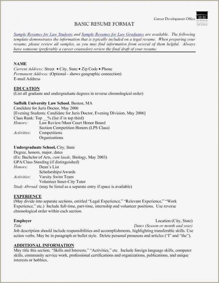 Interests Section On Resume Law School Application