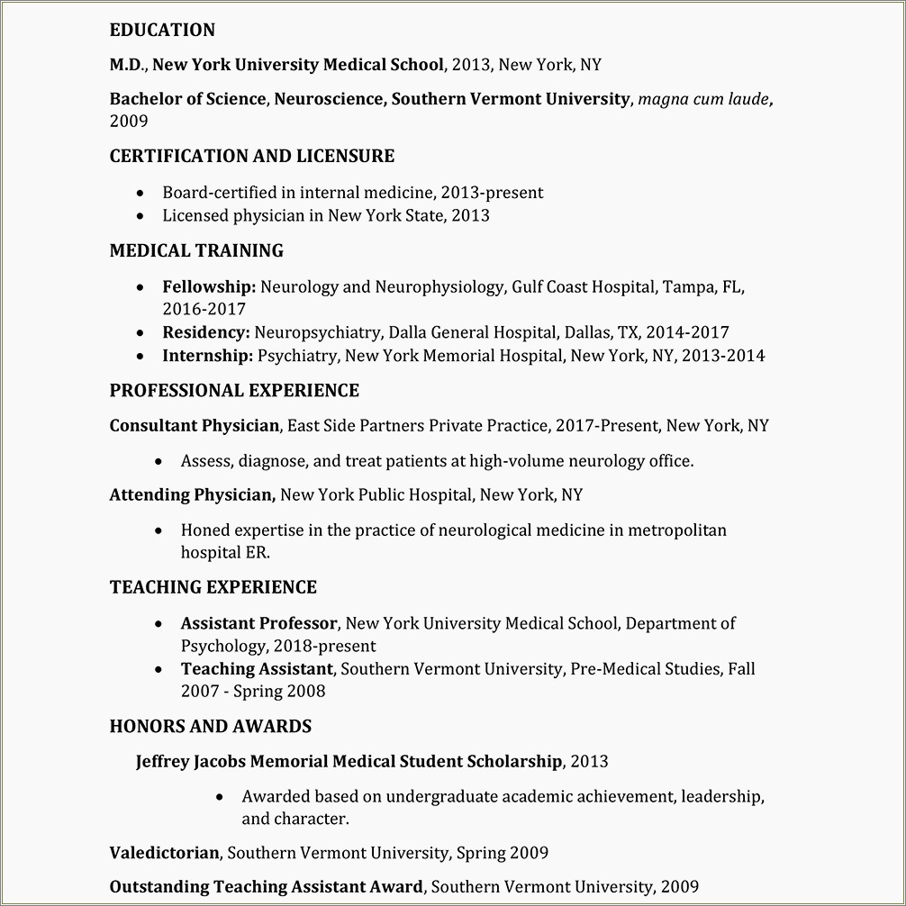 Interests To Put On Medical School Resume