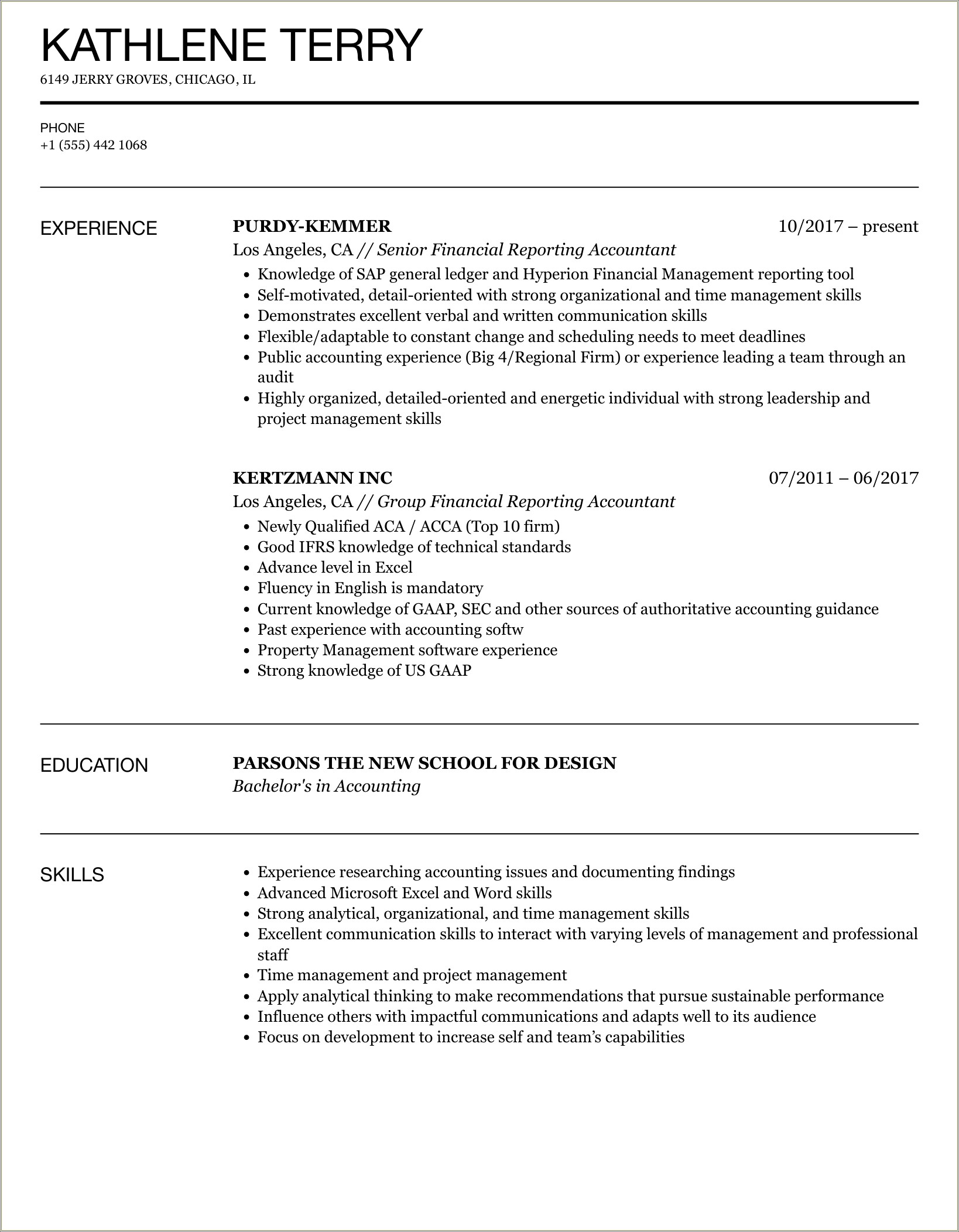 Interests To Put On Resume For Accounting