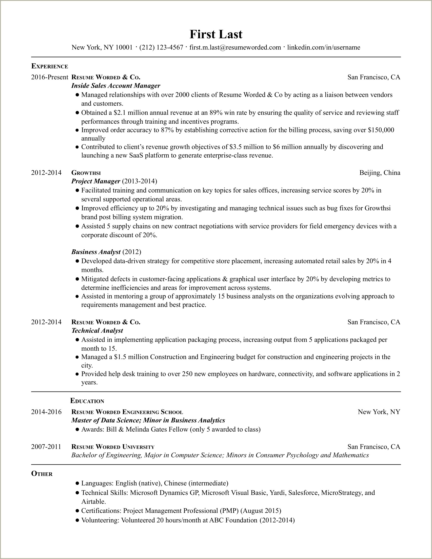 Internal Sales Job Description For Resume